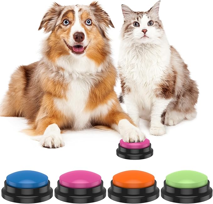 4Pcs Dog Buttons for Communication Voice, Recording Button Dogs for Words Talking and Answer, Buttons Personalized Sound Answering Buzzer Best Toys fit Dog Tranning(4pcs-red)