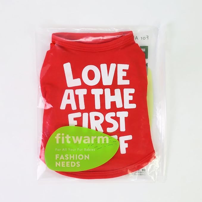 Fitwarm Love at The First Sniff Shirt, Valentines Outfit, Summer Clothes for Small Dogs Boy Girl, Funny Tshirt, Lightweight Breathable Cotton, Pet Cat Outfit, Red, XL