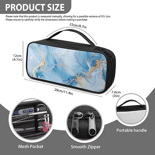 Gomyblomy Blue Marble Stethoscope Bag Travel Carrying Case for Stethoscope and Other Accessories, Large Capacity Stethoscope Case with Extra Mesh Pocket for Nurse Doctors
