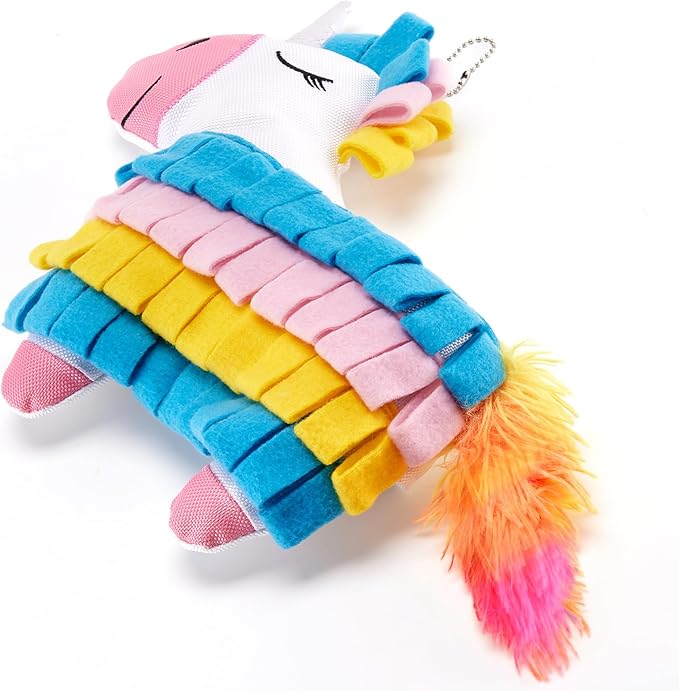 Dog Toys Plush with Squeaky & Treat Hiding Features - Mental Stimulation Enrichment Toy for Large Breed Dogs - Machine Washable Slow Feeder to Keep Dogs Busy,Fiesta Piñata