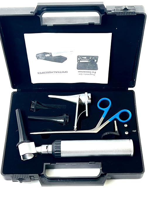 Otoscope Kit with Alligator Forceps Specula Extra Bulbs Veterinary Diagnostics Instrument Kit - Artlab