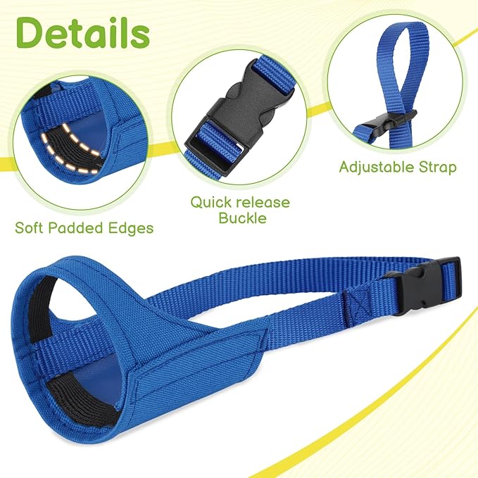 Mayerzon Short Snout Dog Muzzle for Small Medium Dogs, Soft & Sturdy Fabric, Anti Excessive Biting Chewing, Suits Chihuahua Shih Tzu Maltese for Grooming Vet Visits Walk, Allows Drinking(Blue, XS)
