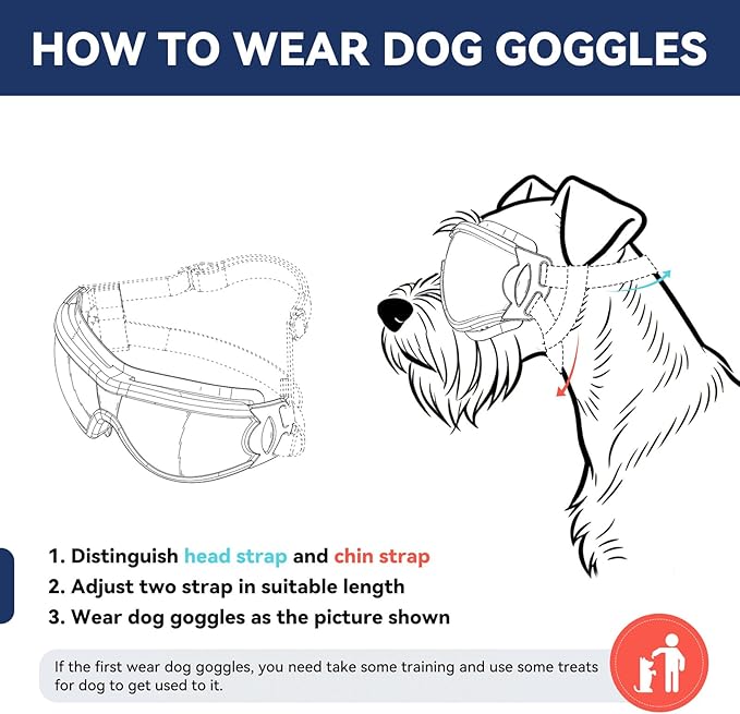 Dog Goggles Medium Breed with UV Protection Windproof Anti-Fog Dog Sunglasses Clear View Dog Glasses for Walks/Car Rides/Motorcycle Riding/Bike Riding, Medium