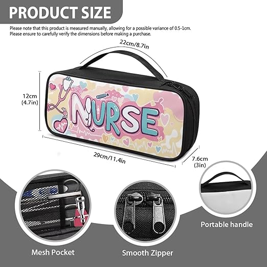 Gomyblomy Nurse Print Stethoscope Case with Extra Room and Handle Portable Stethoscope Holder Compatible with Most Stethoscopes, Cute Stethoscope Storage Bag for Nurses