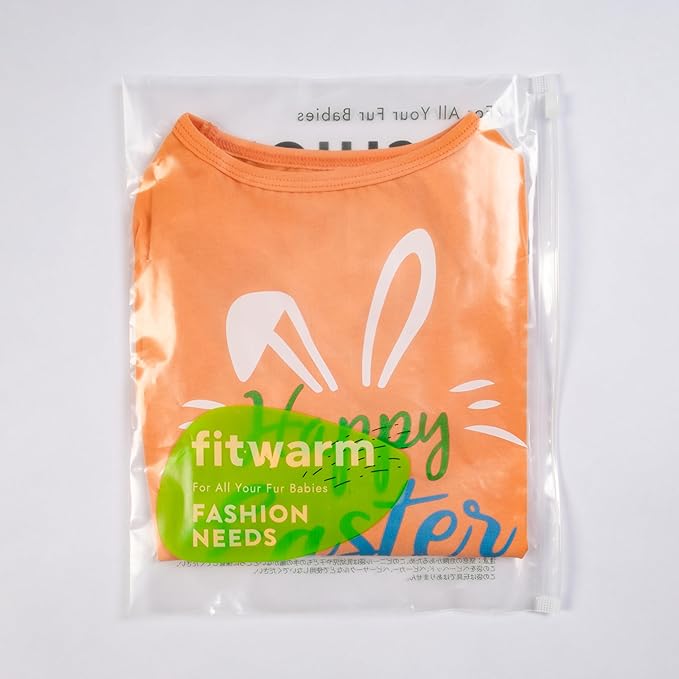 Fitwarm Happy Easter Bunny Dog Shirt, Easter Dog Clothes for Small Dogs Boy Girl, Cute Pet Outfit, Green, Blue, White, Orange, XL