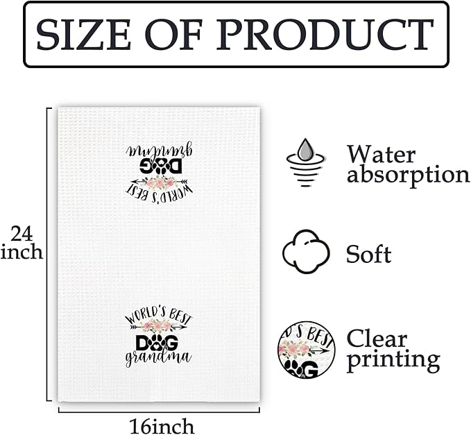 Dog Grandma Gifts Kitchen Towels, for Dog Grandma Dish Towels, Dogs Lovers Gift Decorative Hand Towel for Kitchen, Dogs Owner Gift Bathroom Decor(16x24 Inch)