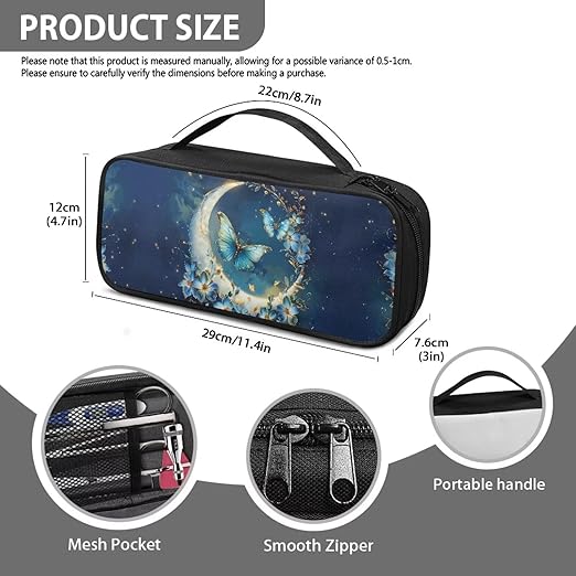 Gomyblomy Stethoscope Case Lightweight Storage Bag for Most Stethoscopes, Moon Butterfly Print Stethoscope Holder Organizer Case with Extra Room and Handle for Nurses Doctors