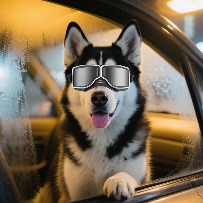 NAMSAN Dog Goggles for Medium to Large Dogs, Wide Snout, Anti-UV Sunglasses for Dogs Large Breeds, Windproof Dustproof Dog Eye Protection, Black