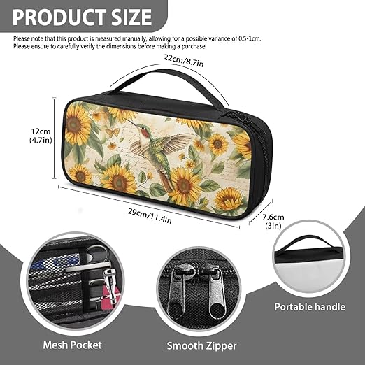 Gomyblomy Sunflower Hummingbird Stethoscope Case Stethoscope Bag with Extra Pocket for Nurse and Doctors Accessories, Vintage Stethoscope Holder for Business Travel