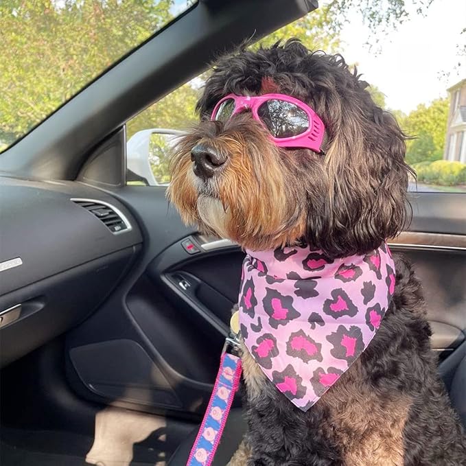 NAMSAN Dog Goggles for Small to Medium Dogs, Dog Sunglasses UV Protection for Medium Dogs Outdoor Cycling Driving, Small Puppy Glasses Dog Eye Protection, Anti-Fog Windproof, Adjustable, Pink