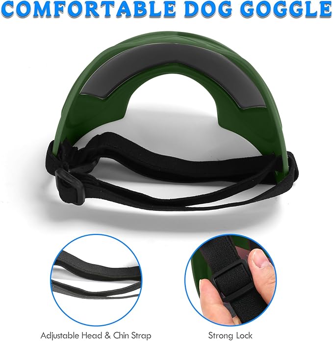 Large Dog Sunglasses Dog Goggles Pet Glasses Pet Eyewear with Adjustable Strap, Glasses for Medium Large Dog Swimming Skating Glasses Windproof Dustproof UV Proof (Green-Coloful)