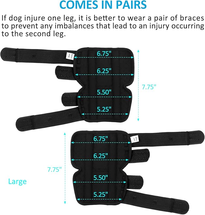 Dog Leg Braces for Back Legs,ACL Brace for Large Dogs Rear Legs, Joint Compression Warps Support for Hind Leg with Injury Sprain, Wound Care and Loss of Stability from Arthritis (1 Pair)