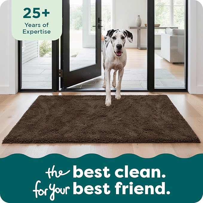 Furhaven 60" x 30" Highly Absorbent Runner Door Mat for Muddy Paws, 100% Washable, Perfect for Entryway, Kitchen, & Bathroom Use - Chenille Shammy Rug - Mud (Brown), Runner/XXL