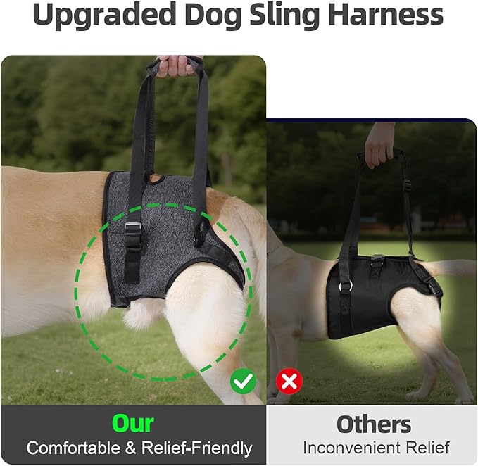 Dog Sling for Large Dogs Hind Leg Support, Adjustable Soft Padded Harness for Weak, Injured, or Disabled Back Legs, Helps Support Senior, Arthritic, and Mobility-Impaired Dogs (Large)