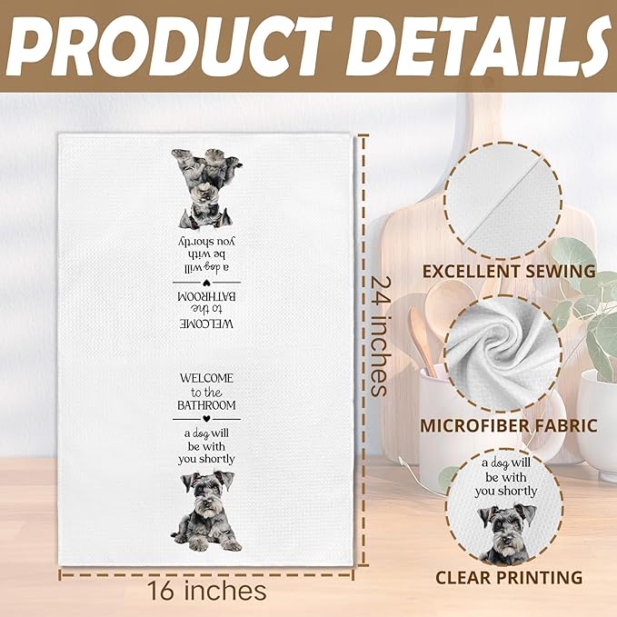 Funny Schnauzer Dog Hand Towels, Schnauzer Gifts for Women DogLovers Hand Towel, A Dog Will Be with You Shortly Decorative Towels Bath Towel for Bathroom, Funny Dogs Bathroom Decor, 16x24in