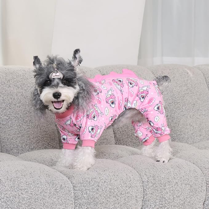 CuteBone Dinosaur Costume Dog Pajamas, Stretchy Spandex Crystal Velvet Sleepwear Coat for Small Dogs, Soft & Warm Pet Outfit Clothes for Cold Weather, Cozy Pullover Design COSP09S