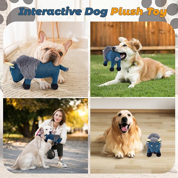 Squeaky Dog Puppy Toys, Stuffed Plush Animal to Keep Them Busy for Small Medium Large Dogs & Aggressive Chewers, Soft Durable Tough Indestructible Pet Chew Toys, Best Products Stuff for Puppies