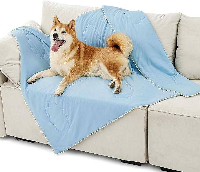LE SURE Premium Cooling Blankets for Large Dogs - Washable Dog Cooling Throw Blanket with Q-MAX>0.4,Durable Self Cooling Pet Mat for Cat, Soft Cooling Summer Blanket for Hot Weather, Blue, 40x50