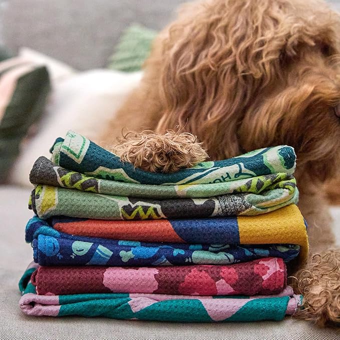 Dock & Bay Pet Towel - Super Absorbent & Quick Drying Dog Towels with Bag - 100% Recycled - Check Mutt, Medium (90x50cm, 35x19)