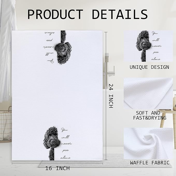 Cabana Bro Funny Black Poodle Bathroom Hand Towels, Black Poodle Gifts, You Will Never Pee Alone Funny Hand Towels for Bathroom Washroom Decor, Dog Lovers Mom Gifts, 16x24 Inch