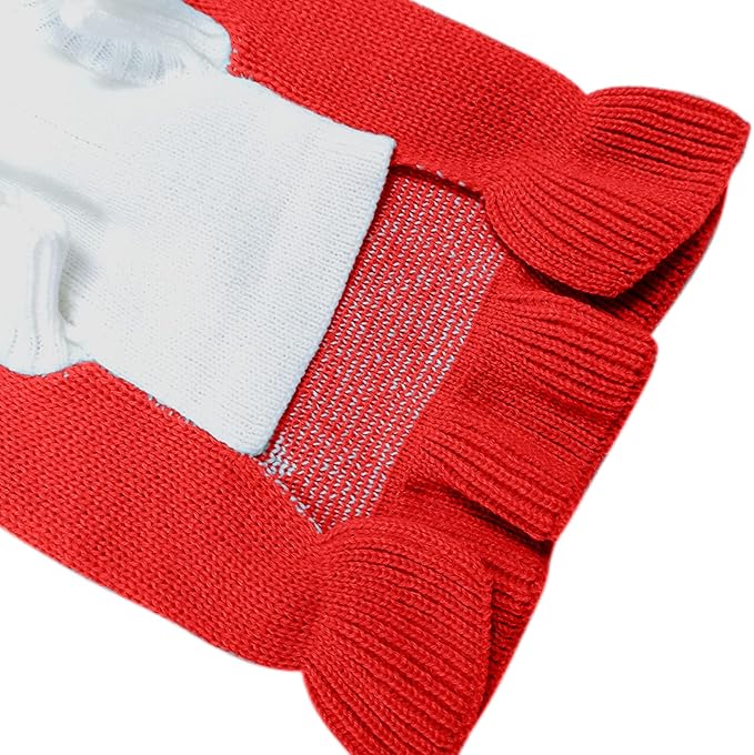 CHBORCHICEN Pet Dog Sweaters Classic Knitwear Turtleneck Winter Warm Puppy Clothing Cute Strawberry and Heart Doggie Sweater (S, Dress-Red2)