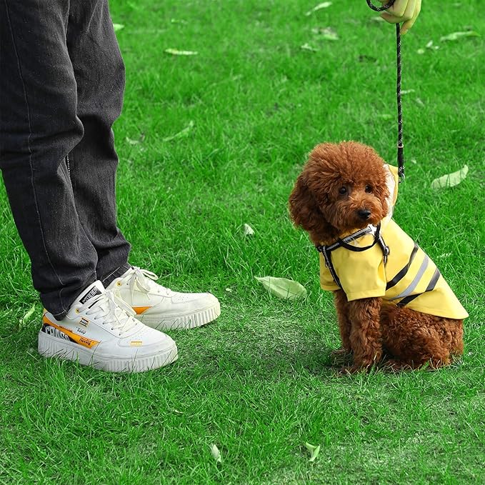Wizland Reflective Dog Raincoat Dog Rain Jacket with Hood Lightweight Waterproof Rain Coat for Puppies (Yellow S)