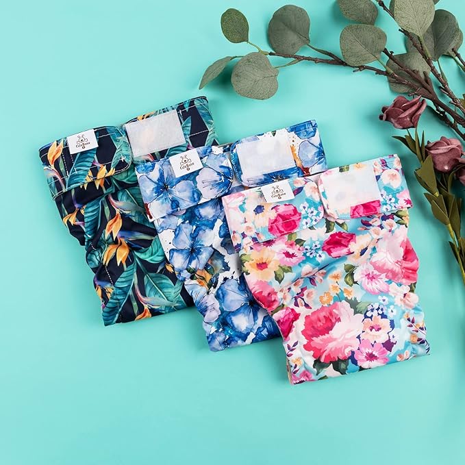 CuteBone Washable Dog Diapers Female No Tail Hole 3 Pack Reusable Doggie Period Training Pants for Docked-Tail Frenchie French Bulldog Boston Terrier Without Tail WWD04M