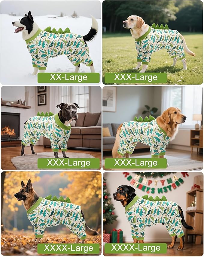 CuteBone Dinosaur Costume Dog Pajamas, Stretchy Spandex Crystal Velvet Sleepwear Coat for Small Dogs, Soft & Warm Pet Outfit Clothes for Cold Weather, Cozy Pullover Design COSP05XXL