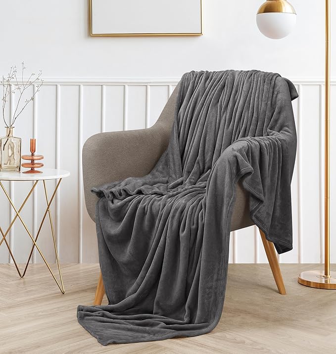 Utopia Bedding Grey Fleece Blanket Twin Size Lightweight Fuzzy Soft Anti-Static Microfiber Bed Blanket (60x80 Inch)