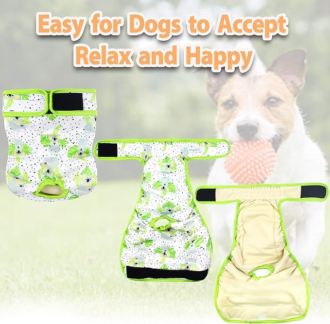 Langsprit Washable Female Dog Diapers (3 Pack) - No Leak Reusable Diapers for Doggy Female in Period - Highly Absorbent Dog Heat Panties with Adjustable Snaps (Koala, XX-Large)