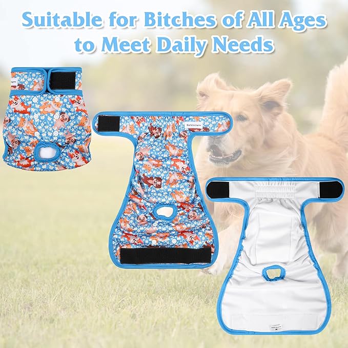 4 Pack Reusable Female Dog Diaper, Highly Absorbent Doggie Diapers for Female Dogs, Dog Diaper Medium, Bulldog