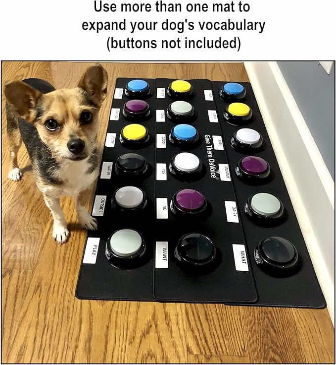 DaVoice Dog Communication Buttons Mat & 36 Adhesive Dots (8 Circles) Pet Talking Buttons Training Mat, Dog Word Buttons Training Mat, Dog Buttons for Communication Board (2 Mats, Buttons Not Included)