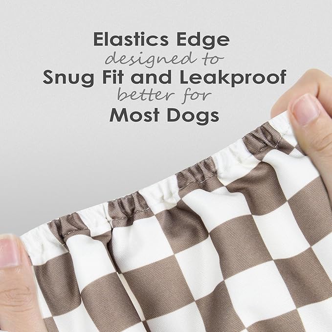 wegreeco Washable Male Dog Belly Band (Stylish Pattern)- Pack of 3 - Washable Male Dog Belly Wrap, Dog Diapers Male (Black, Grey, Dark Coffee Checkerboard, X-Small)