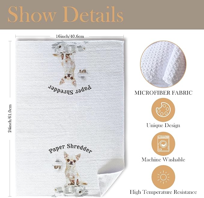 Funny Shredder Chihuahua Bathroom Hand Towels, Chihuahua Gifts for Women Men, Dog Lover Gifts Hand Towels for Bath Room Washroom, Dog Bathroom Decor, 16x24 Inch