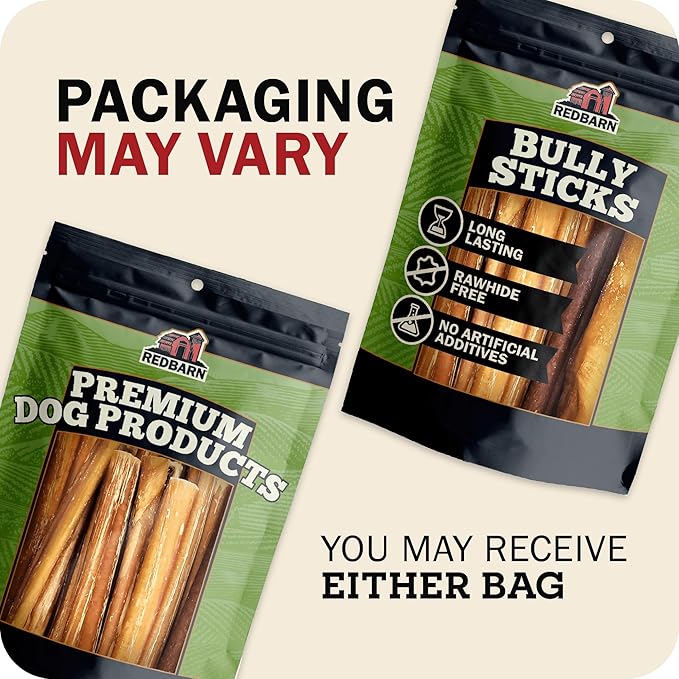 Redbarn Pet Products All-Natural 7" Braided Bully Sticks for Dogs - Premium Slow Roasted Long Lasting Chews Made with 100% Beef - Healthy Single Ingredient Low Odor - 8 Count - Packaging May Vary