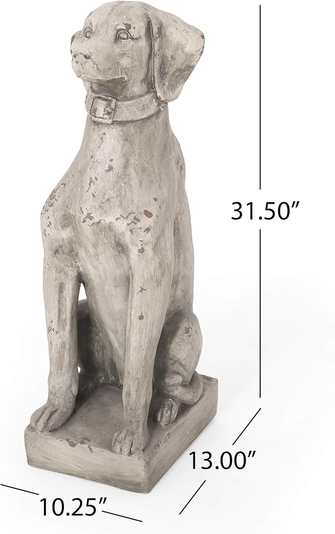 Christopher Knight Home Gomer Outdoor Dog Statue, Antique White