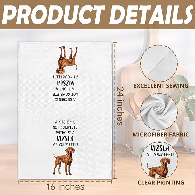Vizsla Gifts Dog Kitchen Towels Set of 2, Gifts for Vizsla Owners Lovers Hand Towel, Every Meal You Make Dog Decorative Tea Dish Towels for Kitchen, FunnyDog Kitchens Decor, 16x24in