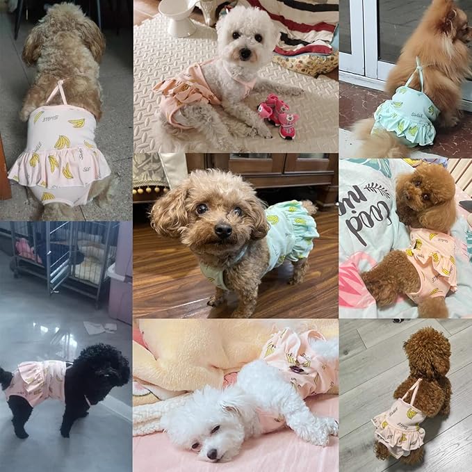 2 Pieces Dog Diaper with Suspender Washable Sanitary Pantie Reusable Puppy Sanitary Pants Cute Pet Underwear Diapers Jumpsuits for Small Female Dogs Girl in Heat Period (XL)
