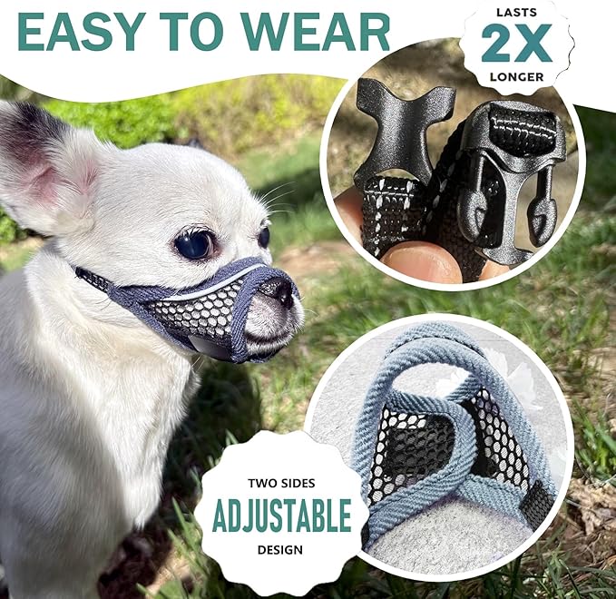 Dog Muzzle, Soft Mesh Muzzles for Small Medium Dogs for Barking Biting Grooming Vet Visits, Short Snout Puppy Mask Allows Drinking, Breathable Mouth Cover 10-20 lbs (Black, S)