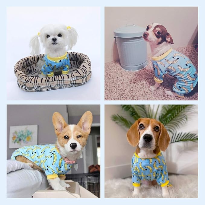 CuteBone Soft & Stretchy Dog Pajamas - Cozy Pet Jammies Breathable Jumpsuit for Small Dogs - All-Season Comfy Outfit Easy-On Pullover Design - Keeps Pets Warm & Comfortable P06M