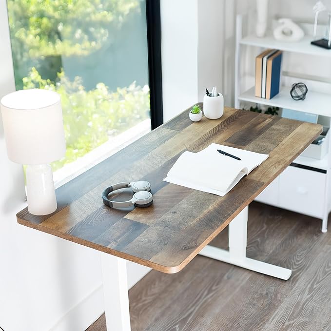 VIVO Universal 55 x 28 inch Solid One-Piece Table Top for Standard and Sit to Stand Height Adjustable Home and Office Desk Frames, Reclaimed Wood, DESK-TOP55-28P
