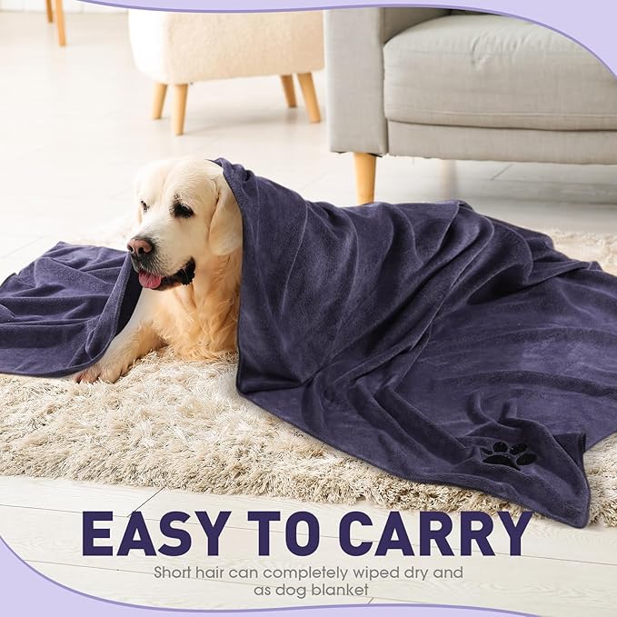 71 x 31.5'' Extra Large Dog Towels for Drying Dogs Large Absorbent Soft Microfiber Pet Grooming Towel Bath Towel, Grey