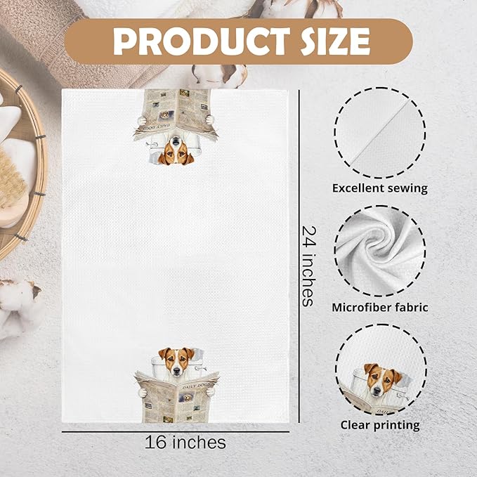 Jack Russell Terrier Gifts Bathroom Hand Towel, Dog in Toilet Hand Towel for Bathroom Kitchen Washroom Decor, Jack Russell Dog Lover Gifts Dish Tea Towels, 16x24 Inch