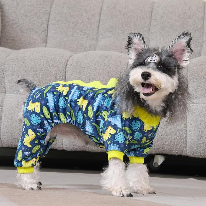 CuteBone Dinosaur Costume Dog Pajamas, Stretchy Spandex Crystal Velvet Sleepwear Coat for Small Dogs, Soft & Warm Pet Outfit Clothes for Cold Weather, Cozy Pullover Design COSP10XS