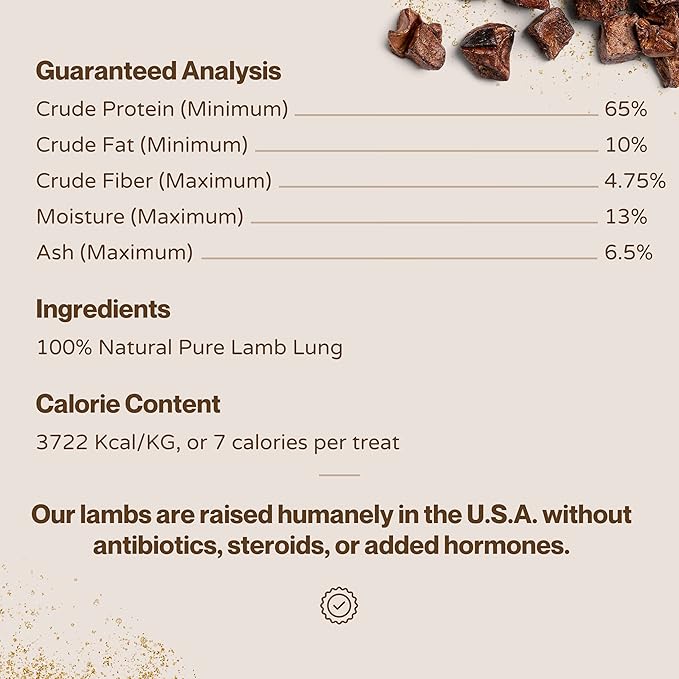 Lamb Cubes Single Ingredient Healthy Dog Treats - All Natural, Vet Approved, Grain Free, Nutritious Made in USA Treats for Dogs (Lamb Lung, 5oz)