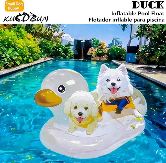 Dog Pool Float, Funny 6-in-1 Inflatable Dog Floats for Pool, Pet Floatie Raft for Small Dogs, Puppy and Doggies, Clear Duck