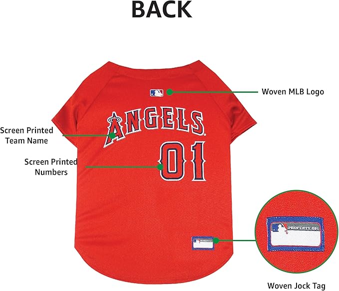 Official MLB Los Angeles Angels Pet Jersey for Dogs & Cats, Size X-Small - Stylish Baseball Jersey for Your Furry Fan- Show Off Team Spirit with The Perfect Fan Apparel Gear for Pet, Dog & Cat