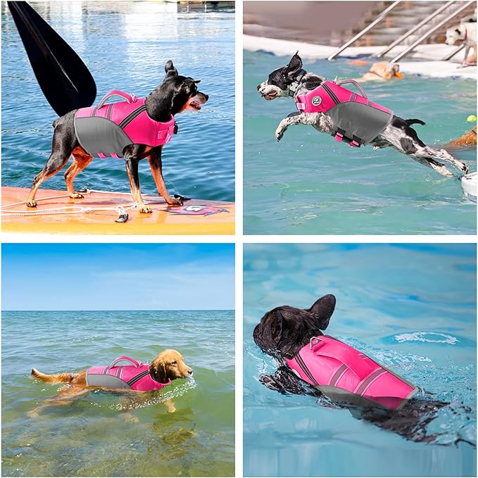 Mklhgty Dog Life Jacket for Swimming & Boating, Ripstop Safety Vest with Rescue Handle, High Buoyancy Preserver for Small Medium Large Dogs