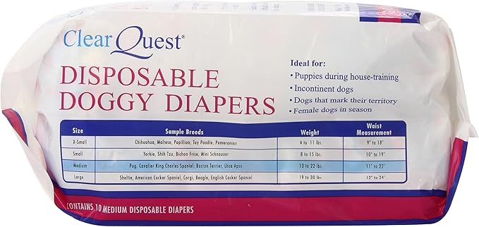 ClearQuest Disposable Doggy Diapers, Super Absorbent Leak-Proof Pet Diapers