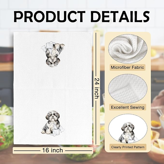 Funny Shih Tzu Gifts Bathroom Hand Towels, Dog Bathroom Decor, Gifts for Shih Tzu Lovers Dish Tea Towels, Kids Bath Room Washroom Toilet Decorative Hand Towel 16x24 Inch